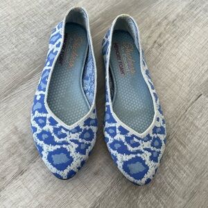 Skechers Womens Sz 5 Leopard Print Washable Knit Slip On Cleo Claw-Some Blue